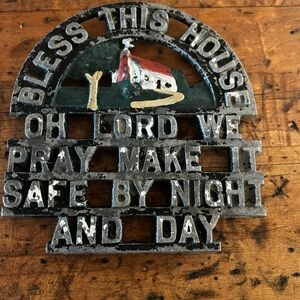 Vintage Metal Trivet  'Bless This House'